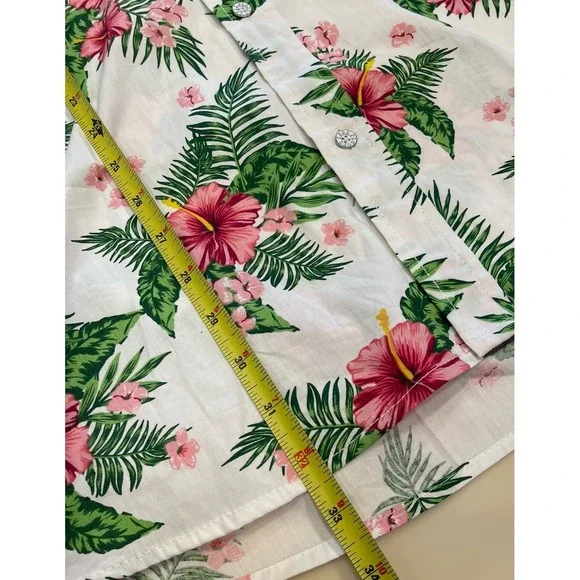 Free Planet S/S Button Up Hibiscus Floral Men's White Hawaiian Shirt Size 4X NWT - Picture 7 of 8